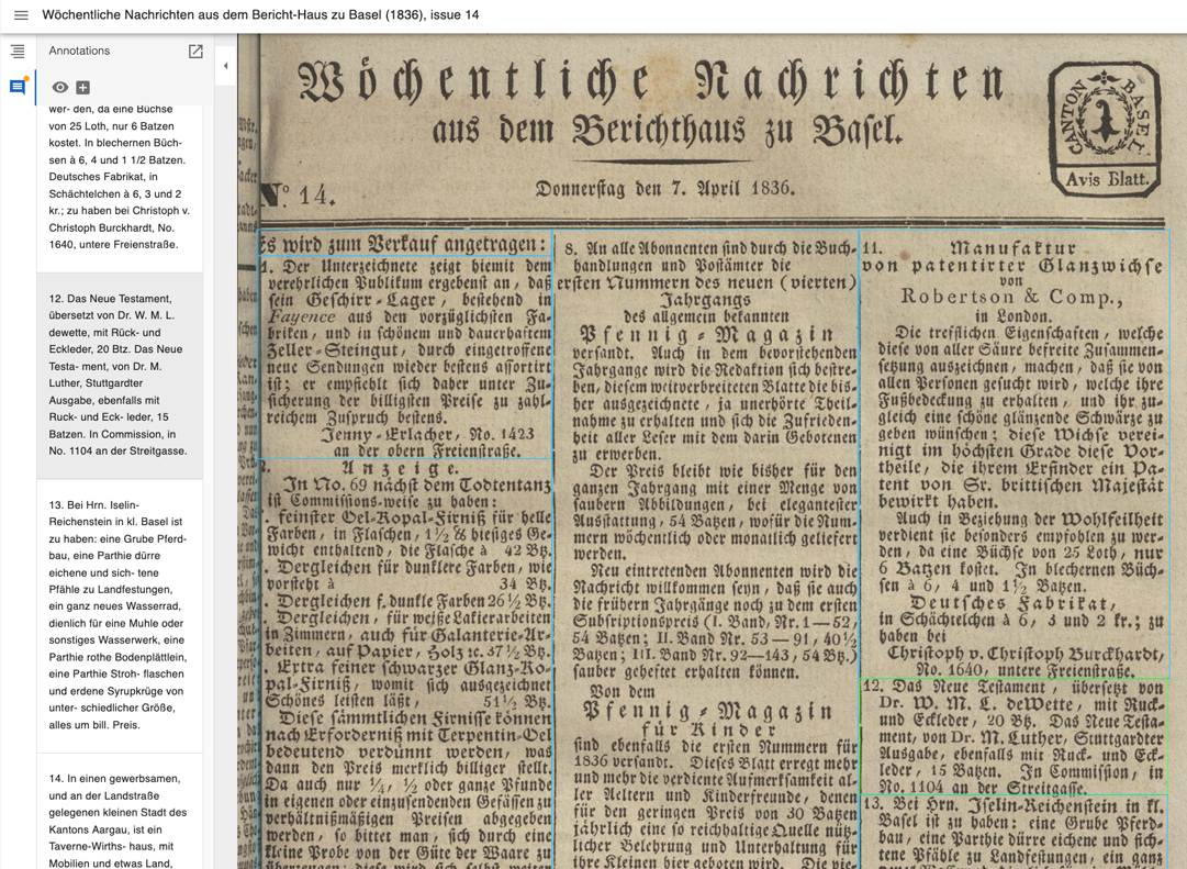 Avisblatt annotation